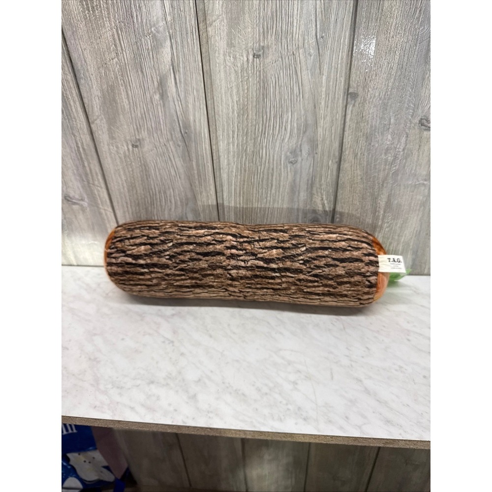 T.A.G. Campfire Log Pillow Realistic Wood Bark Tree Ring Print Bolster 16.5 Inch